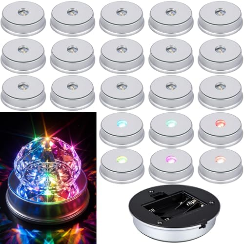 20 Pack LED Light Base Wireless Display Stand Crystal Art Colorful
