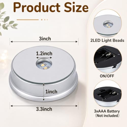 20 Pack LED Light Base Wireless Display Stand Crystal Art Colorful, alternate view 3