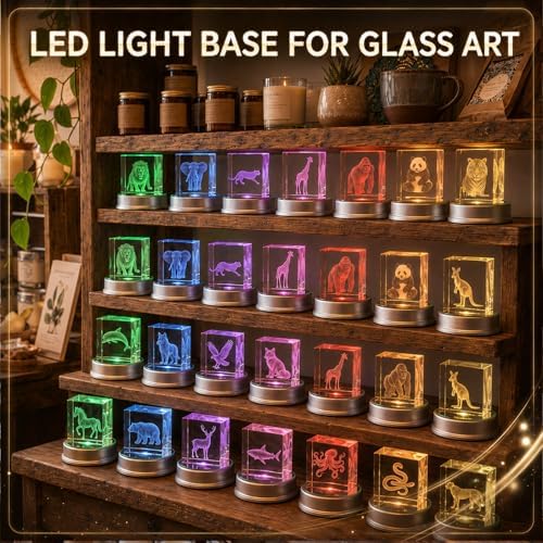 20 Pack LED Light Base Wireless Display Stand Crystal Art Colorful, alternate view 5