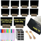 20 Pack Mini Chalkboard Signs for Food Buffet Table Reusable Catering Labels with 10 PCS Wooden Rustic Stands