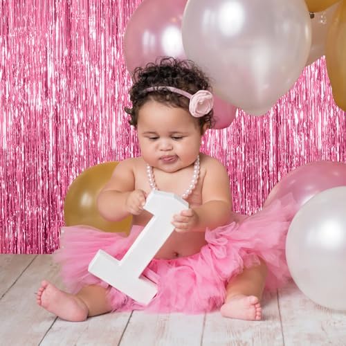 20 Pack Pink Backdrop Decorations - Tinsel Curtain Party Backdrop Foil Fringe Birthday Photo Booth Streamer, alternate view 7