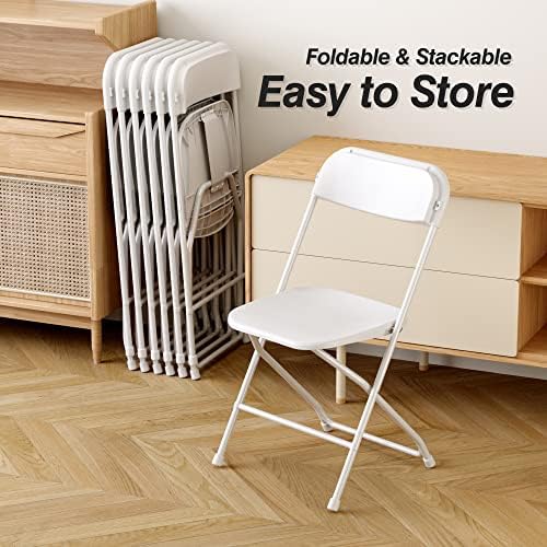 20 Pack Plastic Folding Chair, 300lb Capacity, Portable Commercial Chair Seat with Steel Frame for Wedding Party, alternate