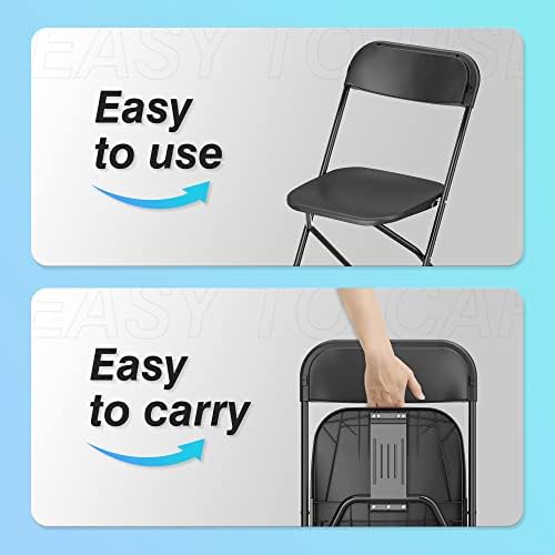 20 Pack Plastic Folding Chair, 300lb Capacity, Portable Commercial Chair Seat with Steel Frame for Office, alternate view 4
