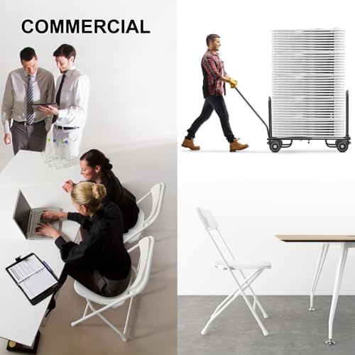 20 Pack Plastic Folding Chairs White, Lightweight Folding Chair, Stackable Commercial Seats with Steel Frame for, alternate