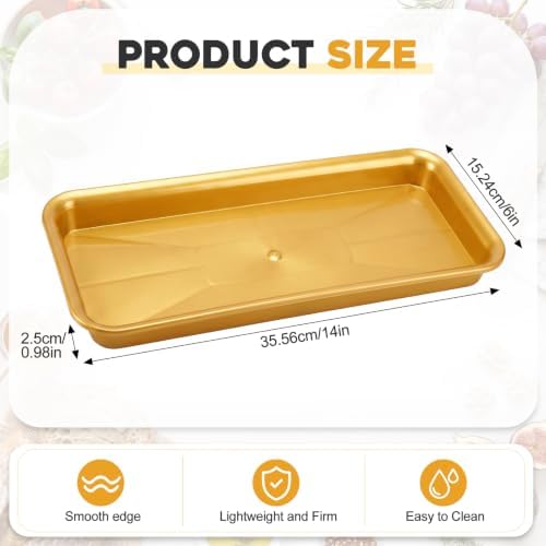 20 Pack Plastic Serving Trays for Party, Reusable Platters, Gold in approx. 14 x 6 x 1 inches/ 35.56 x 15.24 x, alternate