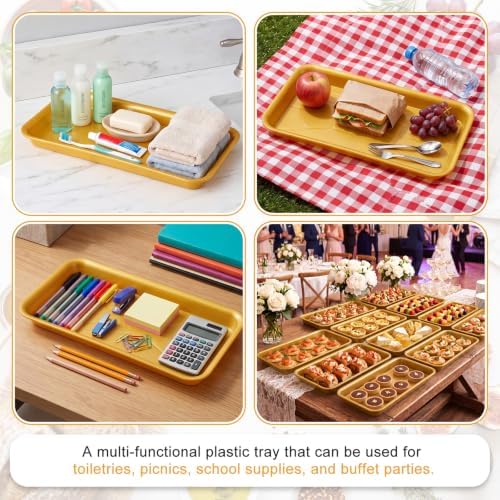 20 Pack Plastic Serving Trays for Party, Reusable Platters, Gold in approx. 14 x 6 x 1 inches/ 35.56 x 15.24 x, alternate