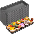 20 Pack Plastic Serving Trays for Party, Reusable Platters, Gray in approx. 14 x 6 x 1 inches/ 35.56 x 15.24 x