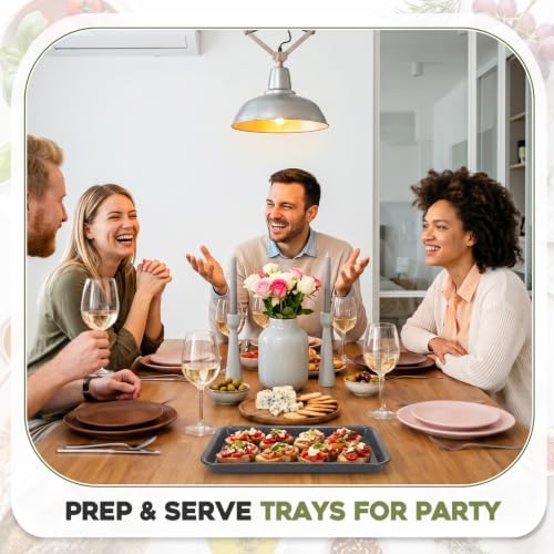 20 Pack Plastic Serving Trays for Party, Reusable Platters, Gray in approx. 14 x 6 x 1 inches/ 35.56 x 15.24 x, alternate
