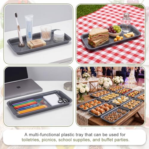 20 Pack Plastic Serving Trays for Party, Reusable Platters, Gray in approx. 14 x 6 x 1 inches/ 35.56 x 15.24 x, alternate