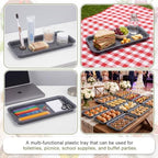 20 Pack Plastic Serving Trays for Party, Reusable Platters, Gray in approx. 14 x 6 x 1 inches/ 35.56 x 15.24 x, alternate