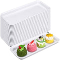 20 Pack Plastic Serving Trays for Party, Reusable Platters, White in White