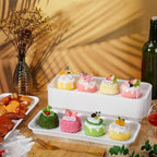 20 Pack Plastic Serving Trays for Party, Reusable Platters, White in White, alternate view 2