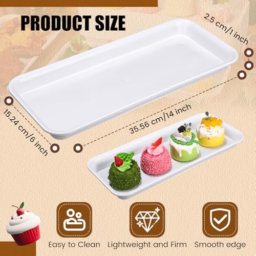 20 Pack Plastic Serving Trays for Party, Reusable Platters, White in White, alternate view 3
