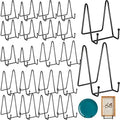 20 Pack Plate Stands for Display, Metal Photo Frame, Black in Black