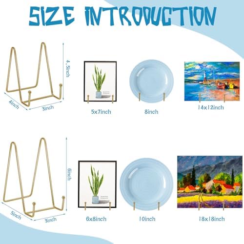 20 Pack Plate Stands for Display, Metal Photo Frame, Brass Gold in Black, alternate view 3