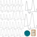 20 Pack Plate Stands for Display, Metal Photo Frame, White in Black