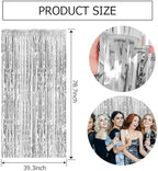 20 Pack Silver Backdrop Curtain Party Decorations Foil Fringe Backdrop Silver Tinsel Streamers Birthday, alternate view 3