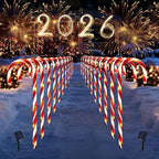 20 Pack Solar Candy Cane Lights, 21 Inch Red Christmas Yard Decor