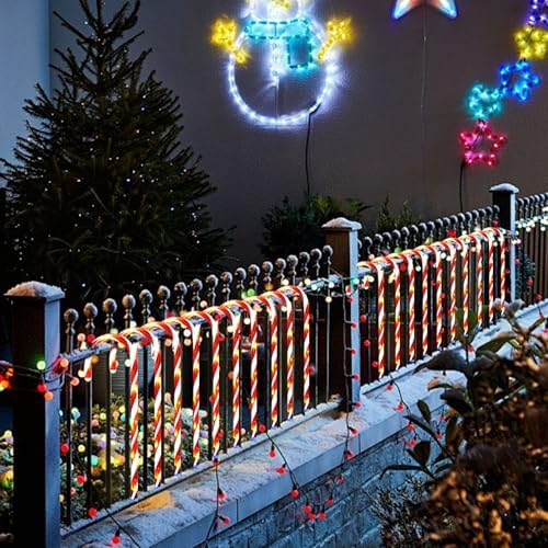 20 Pack Solar Candy Cane Lights, 21 Inch Red Christmas Yard Decor, alternate view 7