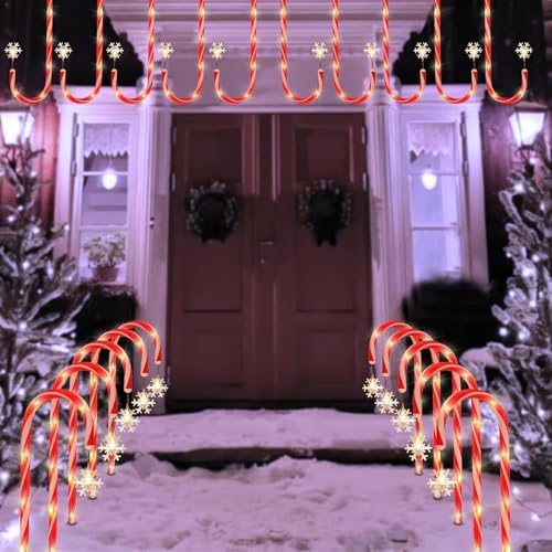 20 Pack Solar Candy Cane Pathway Lights, Warm White Christmas Yard Decor, alternate view 2