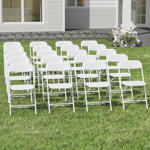 20 Pack White Folding Chairs for School Events Wedding Party Picnic