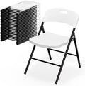 20-Pack White Plastic Folding Chairs, Portable Seat with Sturdy Steel Frame for Indoor & Outdoor Use, Perfect
