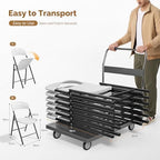 20-Pack White Plastic Folding Chairs, Portable Seat with Sturdy Steel Frame for Indoor & Outdoor Use, Perfect, alternate view