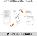 20 Pack White Plastic Folding Chairs, Steel Frame,350lb, alternate view 3