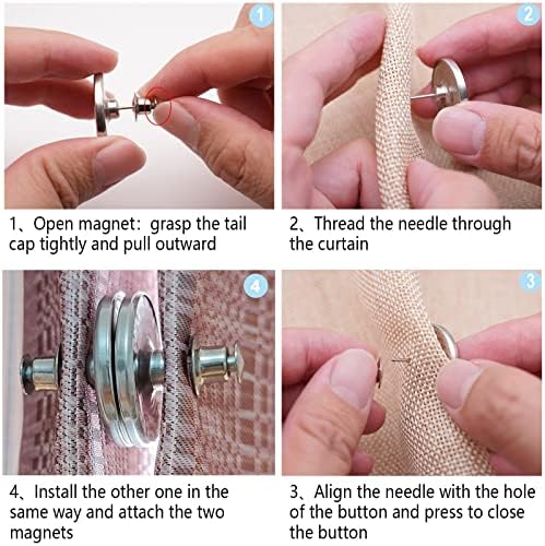 20 Pairs Magnetic Closure Clips for Indoor Outdoor Curtains - Prevent Light Leaking, Strong Weights for Pergola, alternate