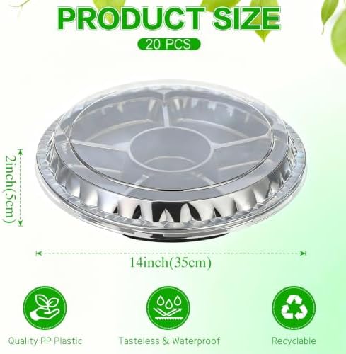 20 Pc Veggie Tray Plastic Fruit Tray with Lid Divided Serving Tray Disposable Vegetable Appetizer Snack Food, alternate view