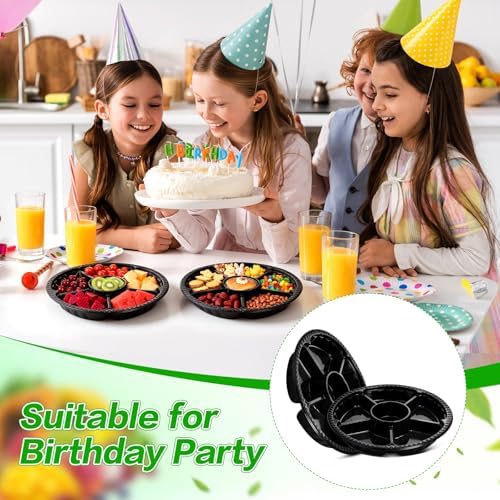 20 Pc Veggie Tray Plastic Fruit Tray with Lid Divided Serving Tray Disposable Vegetable Appetizer Snack Food, alternate view