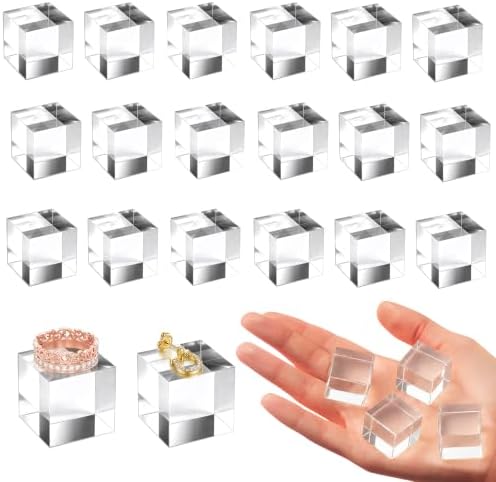 20 Pcs 1 X 1 X 1 Inch Acrylic Blocks, Clear Square Acrylic Cube in 1 X 1 X 1 Inch in Clear