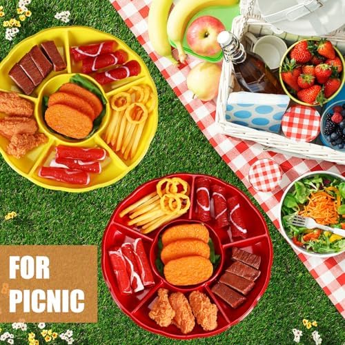 20 Pcs 12 Pcs Plastic Divided Serving Trays 12Inch Round, Colorful in 12.2 x 12.2 x 1.18 inches/ 31 x 31 x 3 cm, alternate