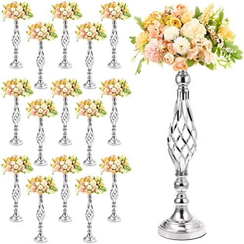 20 Pcs 20 Inch High Metal Flower Stand, Wedding Silver Centerpieces for Table, Floral Stand Elegant Vase Holder