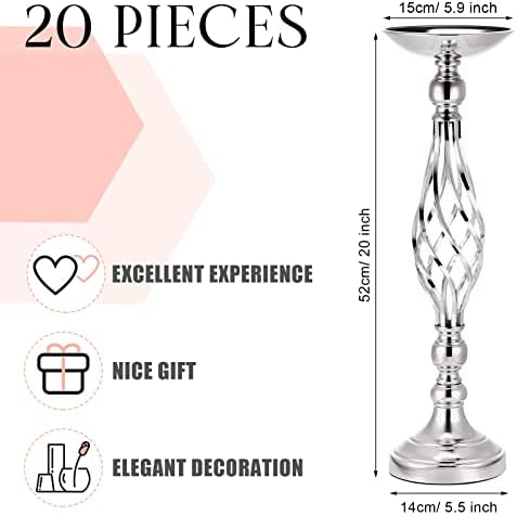 20 Pcs 20 Inch High Metal Flower Stand, Wedding Silver Centerpieces for Table, Floral Stand Elegant Vase Holder, alternate