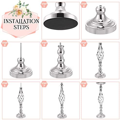 20 Pcs 20 Inch High Metal Flower Stand, Wedding Silver Centerpieces for Table, Floral Stand Elegant Vase Holder, alternate