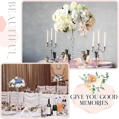 20 Pcs 20 Inch High Metal Flower Stand, Wedding Silver Centerpieces for Table, Floral Stand Elegant Vase Holder, alternate