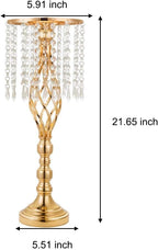 20 pcs 21.65 Inch Wedding Gold Flower Centerpieces Crystal Metal Flower Vase Wedding Centerpieces for Tables, alternate view