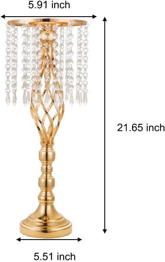 20 pcs 21.65 Inch Wedding Gold Flower Centerpieces Crystal Metal Flower Vase Wedding Centerpieces for Tables, alternate view