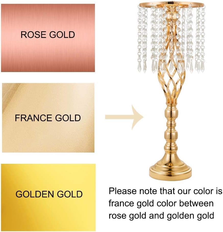 20 pcs 21.65 Inch Wedding Gold Flower Centerpieces Crystal Metal Flower Vase Wedding Centerpieces for Tables, alternate view