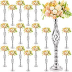 20 Pcs 22.8 Inch High Metal Flower Stand, Wedding Silver Centerpieces for Table, Floral Stand Elegant Vase