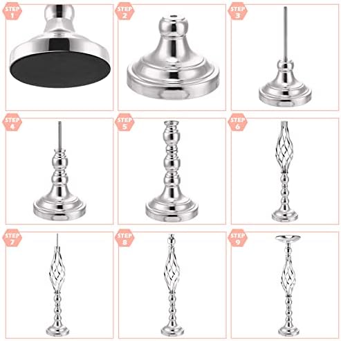 20 Pcs 22.8 Inch High Metal Flower Stand, Wedding Silver Centerpieces for Table, Floral Stand Elegant Vase, alternate view 5