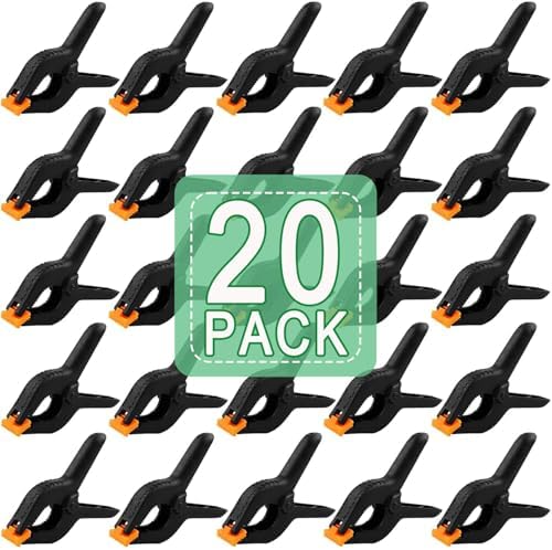 20 PCS 4.5" Heavy Duty Plastic Spring Clamps, Black Spring Clips for Backdrops, Craft Projects, Woodworking