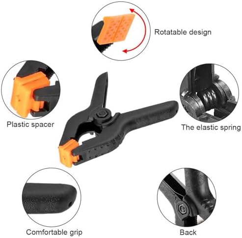 20 PCS 4.5" Heavy Duty Plastic Spring Clamps, Black Spring Clips for Backdrops, Craft Projects, Woodworking, alternate view 7