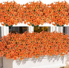 20 PCS Artificial Fall Flowers for Outdoors, Orange Fake Mums