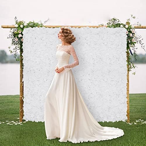 20 PCS Artificial Flower Wall Panel 24" x 16" Faux Flowers Wall Decoration White Hydrangea Flower Panels Wall, alternate view