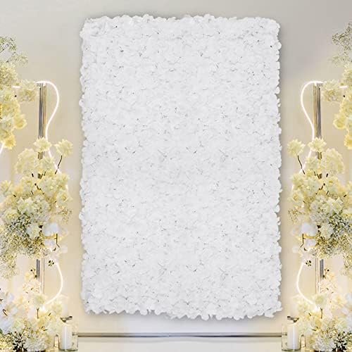 20 PCS Artificial Flower Wall Panel 24" x 16" Faux Flowers Wall Decoration White Hydrangea Flower Panels Wall, alternate view