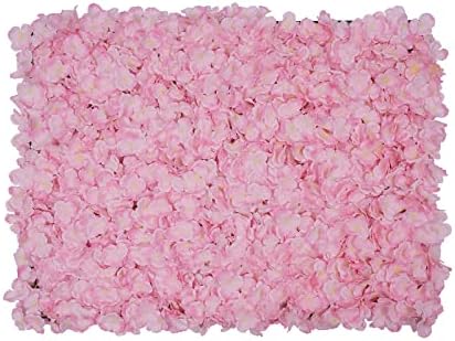 20 PCS Artificial Flower Wall Panel 24" x 16" Faux Flowers Wall Decoration Light Pink Hydrangea Flower Panels, alternate view