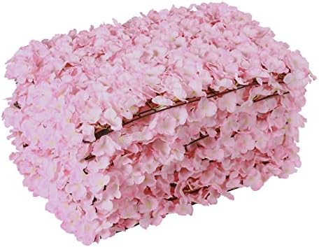 20 PCS Artificial Flower Wall Panel 24" x 16" Faux Flowers Wall Decoration Light Pink Hydrangea Flower Panels, alternate view