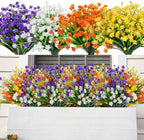 20 PCS Artificial Flowers for Outdoors, UV Resistant Fake Plants in Mix Color